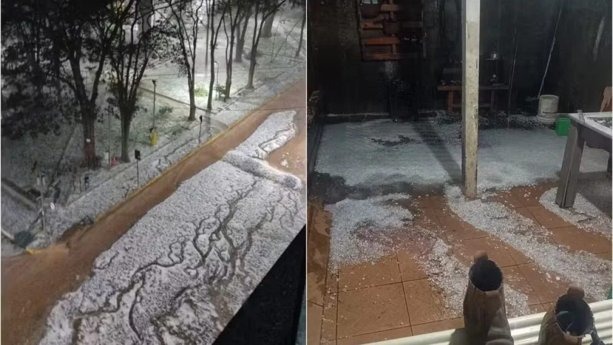 Temporal deixa ruas cobertas de granizo em Apucarana