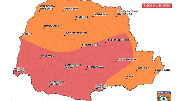 Paraná tem risco alto para temporais nesta sexta-feira, alerta Defesa Civil